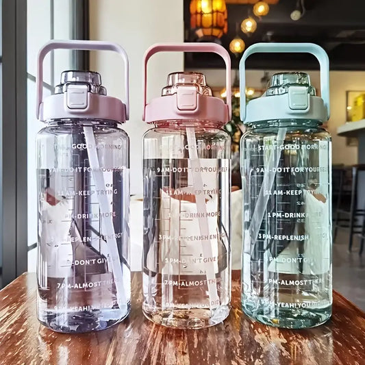 2L Unisex BPA-Free Water Bottle with Straw & Markers