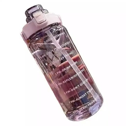 2L Unisex BPA-Free Water Bottle with Straw & Markers